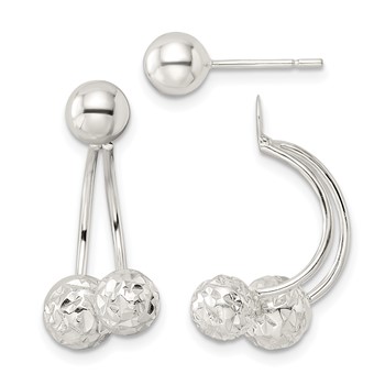 Sterling Silver Textured Ball Jackets and 6mm Ball Post Earrings