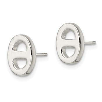 Sterling Silver Polished Oval Design Post Earrings — alternate view