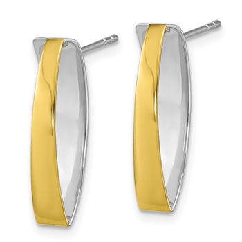 Sterling Silver Rhodium-plated Gold-plated Polished Post Dangle Earrings — alternate view