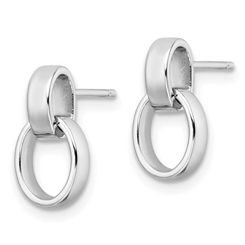 Sterling Silver Rhodium-plated Polished Link Post Earrings — alternate view