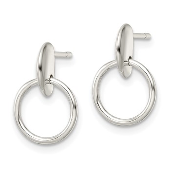 Sterling Silver Circle Dangle Post Earrings — alternate view