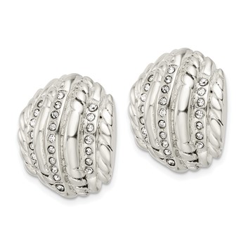 Sterling Silver Polished Crystal Post Earrings — alternate view