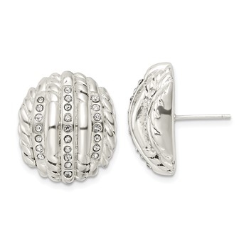 Sterling Silver Polished Crystal Post Earrings