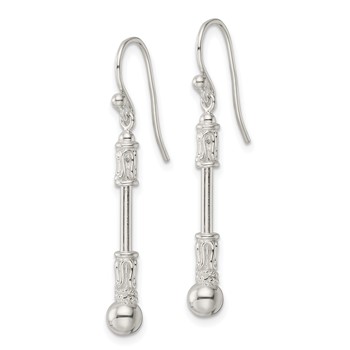 Sterling Silver Polished Fancy Beaded Dangle Earrings — alternate view