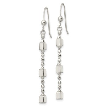 Sterling Silver Square Beaded Dangle French Wire Earrings — alternate view