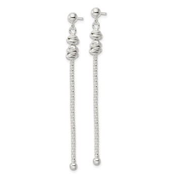 Sterling Silver Fancy Knot w/Chain Post Dangle Earrings — alternate view