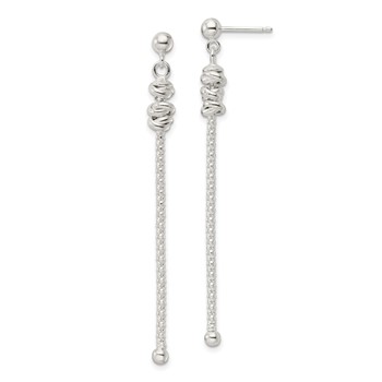 Sterling Silver Fancy Knot w/Chain Post Dangle Earrings