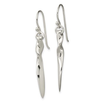 Sterling Silver Polished Twisted Bar Dangle Shephard Hook Earrings — alternate view