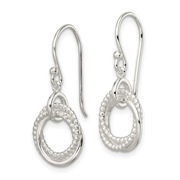 Sterling Silver Polished Intertwined Circles Dangle Earrings — alternate view