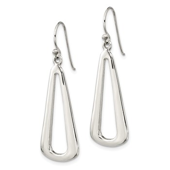 Sterling Silver Polished Teardrop Dangle Shephard Hook Earrings — alternate view
