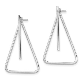 Sterling Silver Rhodium-plated Post Front & Back Dangle Triangle Earrings — alternate view