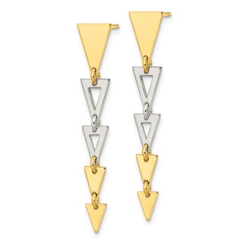 Sterling Silver & Gold-tone Fancy Triangles Post Dangle Earrings — alternate view