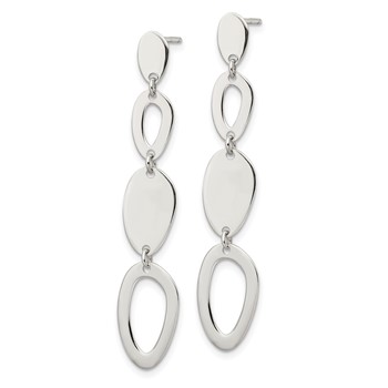 Sterling Silver Polished Fancy Ovals Post Dangle Earrings — alternate view