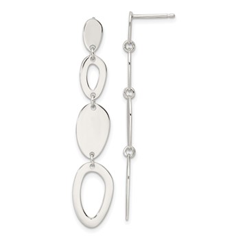 Sterling Silver Polished Fancy Ovals Post Dangle Earrings