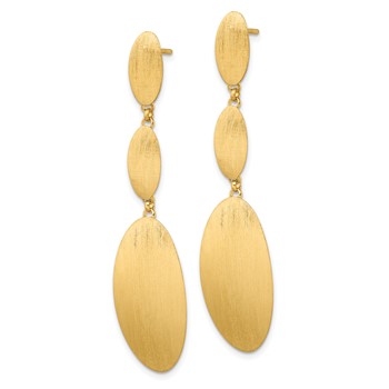 Sterling Silver Gold-plated Brushed Triple Oval Post Dangle Earrings — alternate view