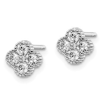 Sterling Silver Rhodium-plated Polished CZ Post Earrings — alternate view
