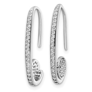 Sterling Silver Rhodium-plated Polished CZ Dangle Earrings — alternate view