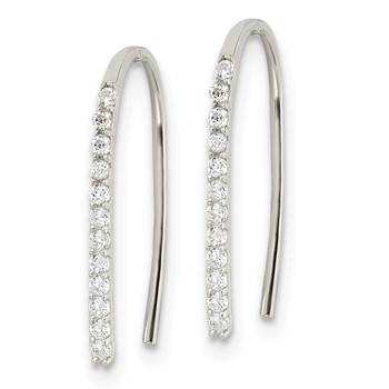Sterling Silver Polished CZ Threader Earrings — alternate view