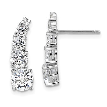 Sterling Silver Rhodium-plated Polished Graduated CZ Post Earrings