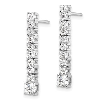 Sterling Silver Rhodium-plated Polished CZ Post Dangle Earrings — alternate view