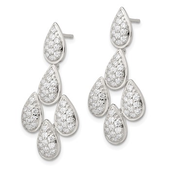 Sterling Silver CZ Chandelier Dangle Post Earrings — alternate view