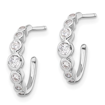 Sterling Silver Rhodium-plated CZ Post Hoop Earrings — alternate view