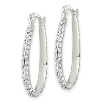 Sterling Silver CZ Oval Hoop Earrings — alternate view