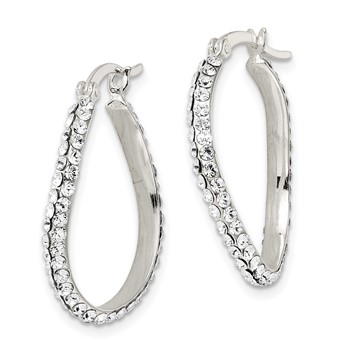 Sterling Silver CZ Oval Hoop Earrings — alternate view