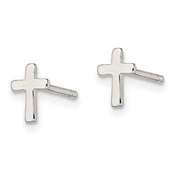 Sterling Silver Polished Latin Cross Post Earrings — alternate view