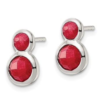 Sterling Silver Polished Red Spodumene Post Earrings — alternate view