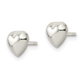 Sterling Silver Polished Heart Post Earrings — alternate view