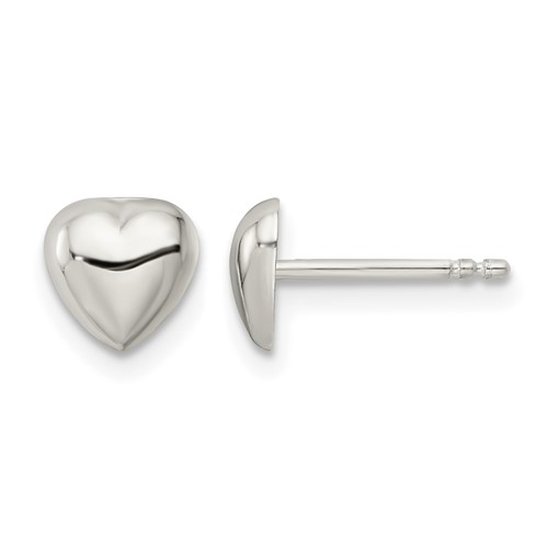 Sterling Silver Polished Heart Post Earrings