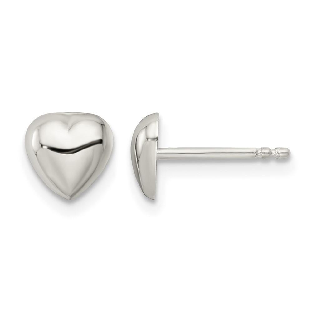 Sterling Silver Polished Heart Post Earrings