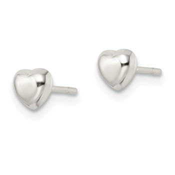 Sterling Silver Polished Puffed Heart Post Earrings — alternate view