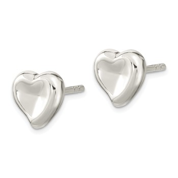 Sterling Silver Polished Puffed Heart Post Earrings — alternate view