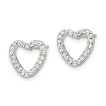 Sterling Silver CZ Heart Post Earrings — alternate view