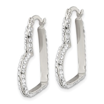 Sterling Silver CZ Heart Hoop Earrings — alternate view