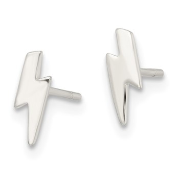 Sterling Silver Polished Tiny Lightning Post Earrings — alternate view