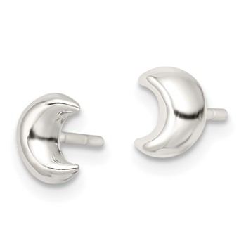 Sterling Silver Polished Crescent Moon Post Earrings — alternate view