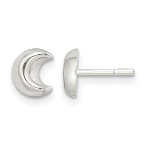 Sterling Silver Polished Crescent Moon Post Earrings