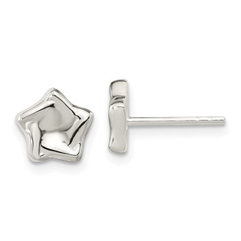 Sterling Silver Polished Wavy Puffed Star Post Earrings