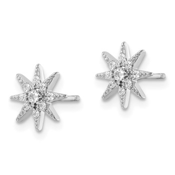 Sterling Silver Rhodium-plated Polished CZ Star Post Earrings — alternate view