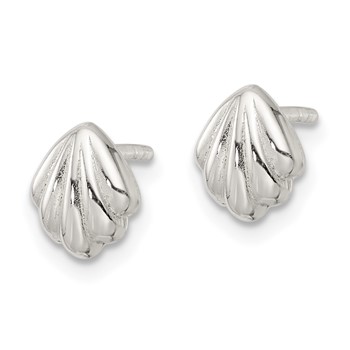 Sterling Silver Polished Shell Post Earrings — alternate view