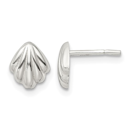Sterling Silver Polished Shell Post Earrings