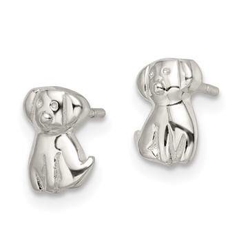 Sterling Silver Polished Puppy Post Earrings — alternate view