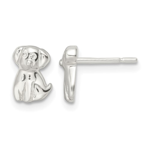 Sterling Silver Polished Puppy Post Earrings