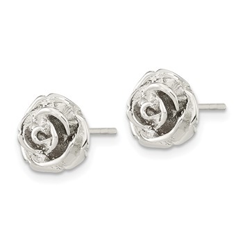 Sterling Silver Polished Rose Post Earrings — alternate view