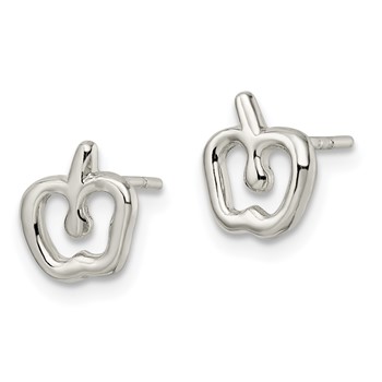 Sterling Silver Polished Apple Post Earrings — alternate view