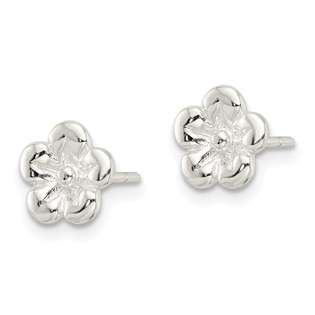 Sterling Silver Polished Flower Post Earrings — alternate view