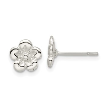 Sterling Silver Polished Flower Post Earrings